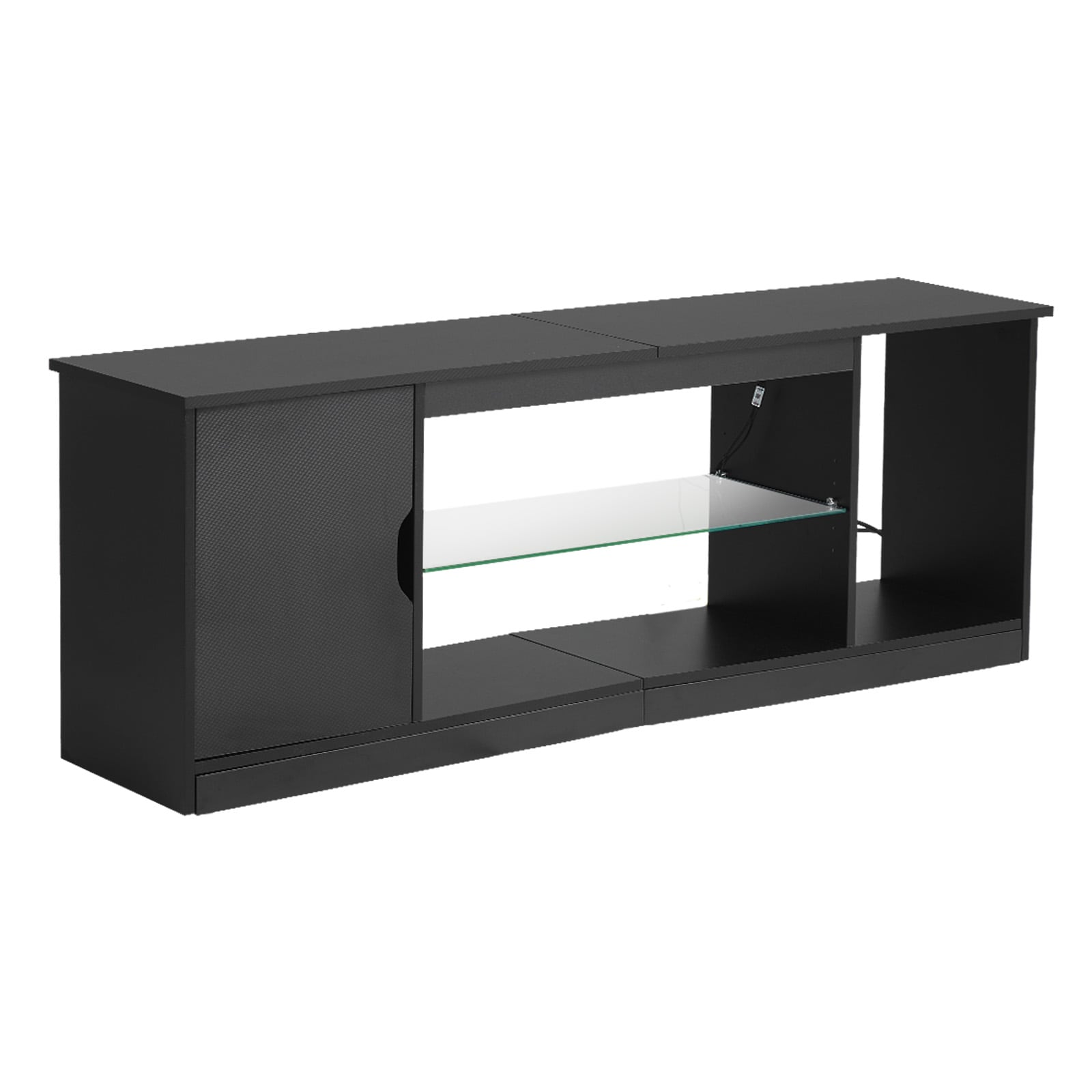 TV Stand For TVs Up To 65 In Modern Entertainment Center With Glass Shelf_voghion.com